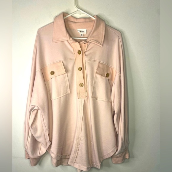 Heyson Sweaters - Heyson Oversized Long Pink Blush Collar Pullover Sweatshirt Lagenlook Size Small